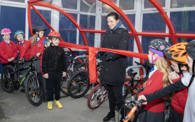 Dame Sarah Storey opens new ‘cycle stores’ at Tameside primary schools